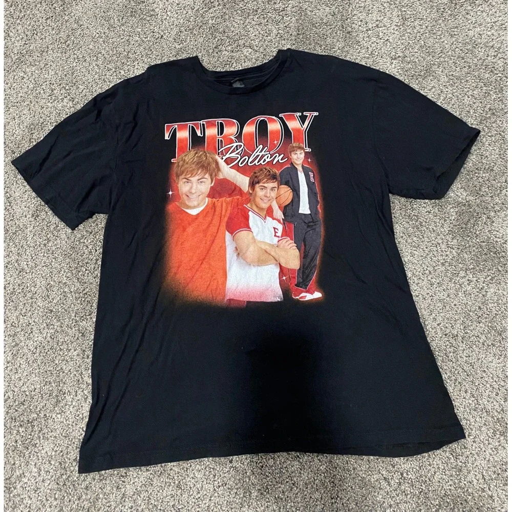 Disney T-Shirt Mens XL Black Excellent Troy Bolton High School Musical Graphic